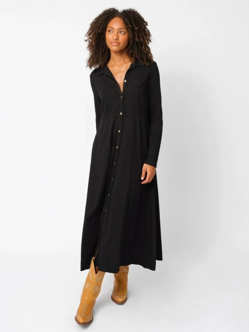 Natural Life Christa Knit Cotton Maxi Dress in Black